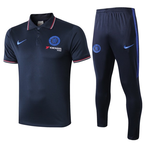 Polo Conjunto Completo Chelsea 2019 2020 Azul Marino